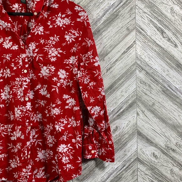 Lauren Ralph Lauren • Women Red Floral Button Up - Picture 6 of 7